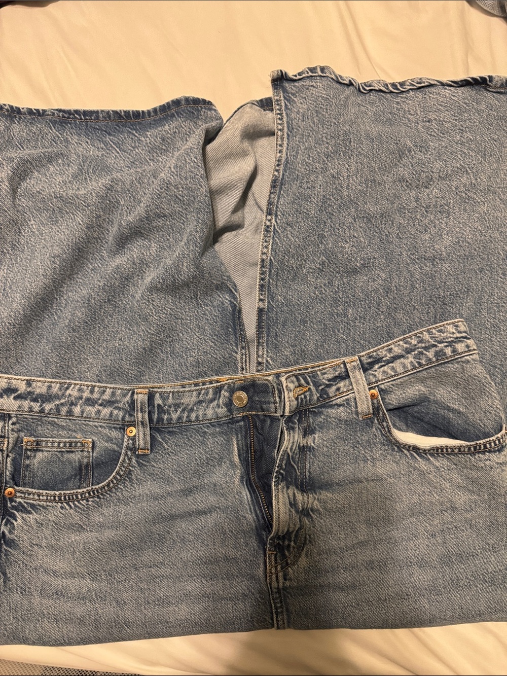 H& M Light Wash Denim maxi Skirt with Front Button back slit